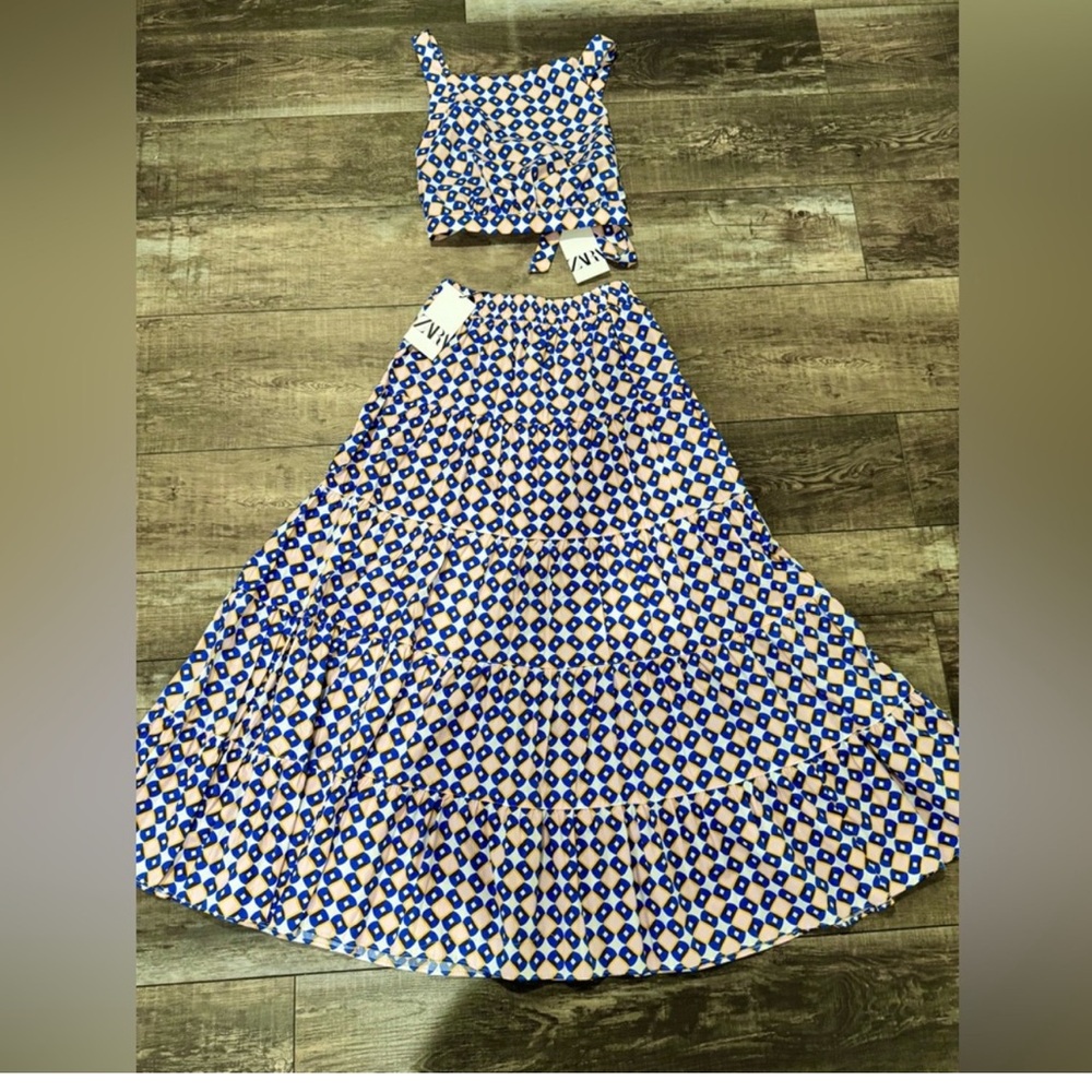 ❌SOLD❌. Zara Blue and White Skirt Set - Picture 4 of 7
